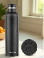 Pexpo Oreo Black Solid Stainless SteelDouble Wall Vacuum Flask - 1L