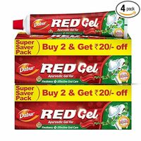 Dabur Red Gel Ayurvedic Toothpaste - 600g (150g x 4) | Reduction in Bad Breath, Plaque & Gingivitis