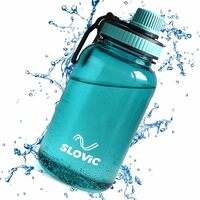 Slovic Water Bottle with Screw Cap [600 ML] | Leaf-Proof Gym Bottles for Adults | 100% BPA Free Water Bottle for School Kids | Ideal for Traveling & Office | Ergonomic Carry Handle | Transparent Blue