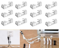 INOVERA (LABEL) 20 Pieces Cable Management Clips Desktop Wire Organizer Cord Hook with 3M Adhesive Foam (White)