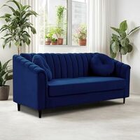 FURNY Dorano 2 Seater Fabric Premium Sofa Set for Living Room (Blue Color)