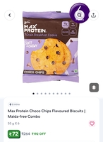 Max Protein Choco Chips Flavoured Biscuits | Maida-free Combo 55 g X 6 at 72% off 