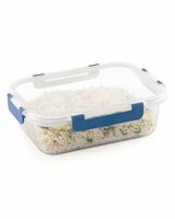 ATTRO Glassox Borosilicate Rectangular Glass Lunch Box with PP Snap Lock Lid Food Storage Container Microwave & Freezer Safe Food-Grade Leak-Proof 1520ml