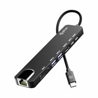 pTron Nexo 8-in-1 Type C to HDMI USB Hub w/ 4K@30Hz HDMI, 100Mbps Ethernet, 100W PD Charging, USB 3.0, USB 2.0, USB-C 2.0 Data, microSD/SD Card Slots for All Type C Devices, MacBook, Laptop, PC(Black)