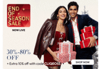 Tata CLiQ : End Of Season Sale 30-80% off + 15% Off on Credit Cards