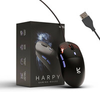 Kreo Harpy 55g Ultra-Light Customizable RGB Gaming Mouse Wired, 1000Hz, 12800DPI Wired Right Handed Mechanical Gaming Mouse (USB 2.0, Black, Purple)