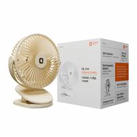 Orient Electric Orbis Rechargeable Personal Fan | 360° Rotation | 1800 mAh Battery | 4 Speed Modes with Timer | Quiet Operation | USB Type-C Charging | Clip-On Mini Fan (Beige)