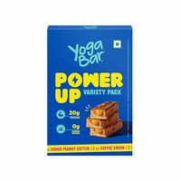 Yogabar Power Up 20g Protein Bar (5 Bars, Variety Pack, No Added Sugar) | Least Net Carbs | Zero Added Sugar Protein Bars | High Protein Blend - Whey Protein Concentrate, Isolate, Peanuts & Soy | Healthy Protein Snacks