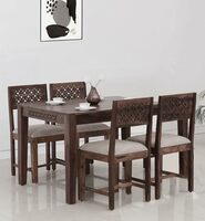 APRODZ Sheesham Wood Durque 4 Seater Dining Table Set for Home | Dining Furniture | Walnut Finish