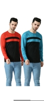 Pack of 2 Men Colorblock Round Neck Polyester Multicolor T-Shirt 