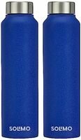 Amazon Brand - Solimo Stainless Steel Fridge Water Bottle | 1000 ml | Textured Blue Finish (Set of 2)