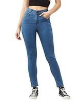 Dolce Crudo Women's Blue Skinny Fit High Rise Cropped Stretchable Denim Jeans