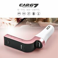 CARG7 Bluetooth Car Kit FM Transmitter MP3 Music Player SD USB Charger for iPhone Samsung Table PC - Rose Gold
