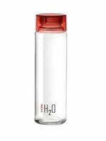 CELLO H2O Glass Fridge Water Bottle with Plastic Cap 920ml, Red 