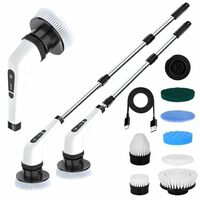 Zureni Cordless Electric Spin Scrubber 25W 3.7V Bathroom Cleaning Brush with 2600 mAh Battery & 7 Adjustable Replacement Heads Handheld Power Shower Scrubbers for Home Bathroom Tiles Car (Set of 1)