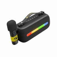 ZEBRONICS Sound Feast 80, Portable Bluetooth Speaker, 20 Watts, Upto 7h Backup, Bluetooth | USB, Karaoke, RGB LED Strip, Included Wireless Microphone, Detachable Carry Strap
