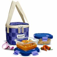 Home Puff Borosilicate Glass Lunch Box (2×320 ml) with Lunch Bag at ₹499 on Amazon 