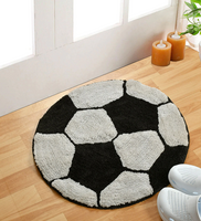 Football Shaped Grey Microfiber AntiSkid 22 X 22 Inches Bath Mat