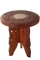 Wood Well Polished And Furnished End Table/Stool  (3 Legged Fold, 9 Inches)