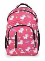 amazon basics Polyester 4 Compartment Backpack(Unicorn Print)|Durable,Comfortable & Stylish|Multiple Compartments & Side Pockets for Organized Storage|Ideal for School,College & Travel 32 L