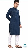 Men's Indian Ethnic Wear Straight Lucknowi Kurta