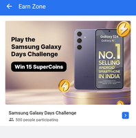 Win 15 supercoins by completing this samsung galaxy days challenge & chance to win coupon 