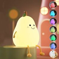 One94Store Rechargeable Silicone Pear Night Lamp, Touch Control Color-Changing LED Light with 7 Colors, Multicolor Kids’ Bedroom Decor, Ideal Baby Gift (Warm White)
