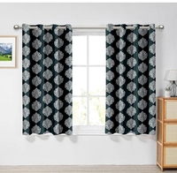 Cortina Polyester 150GSM - Long Crushed Emboss Floral Printed Light-Filtering (60-70% Room Darkening) Curtains for Bedroom, Office, Living Room & Hallway (Pack of 2,) (Navy Blue, 5FT) 