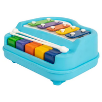 Toymaxx 2 in 1 Polypropylene Small Piano Xylophone Musical Toy for Kids (Age 3+) with 8 Keys, 2 Sticks- Multicolor