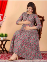 Most Women Printed Kurta (Grey)  Size : S 