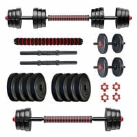 Protoner PVC DM 4-40 Kg Dumbbells Set and Fitness Kit for Men and Women Whole Body Workout (Black & Red)