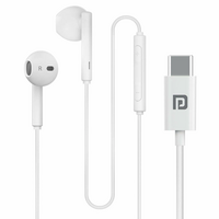 Portronics Conch Theta C in Ear Type C Wired Earphones with in Line HD Mic, Powerful Audio, 14.2mm Driver, Unique Earbuds Design, TPE Anti Tangle Wire, in line Controls, Wide Compatibility(White)