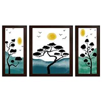 Wens Floral MDF Wall Art (30 cm x 34 cm x 1.5 cm, Set of 3, WSP-4121)