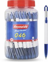Reynolds 046 50 Pens BLUE I Lightweight Ball Pen With Comfortable Grip for Extra Smooth Writing I School and Office Stationery | 0.7mm Tip Size | Pen for BTS
