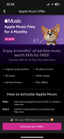Apple music free for 4 months