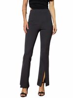 Black Front Slit 4-Way Stretch Slim Pants (Size XL)
