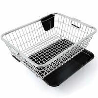 E-COSMOS® Stainless Steel Basket for Utensils Dish Drainer Kitchen Organizer | After Wash Utensils Basket/Dish Drying Rack Suitable,Crockery, Plates & Bowl with Spoon Holder (22x16x9 in) (Large)