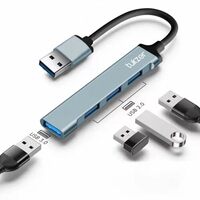 Tukzer Multiport Adapter 4-in-1 USB Hub Splitter Extender, 1xUSB 3.0 & 3 x USB 2.0 Ports, 5 Gbps High Speed Data Transfer, Universally Compatible with All USB, PC, Laptop, Hard Drive, Speaker (Grey)
