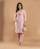 Saroj Fab  Women Self Design Cotton Blend A-line Kurta  (Pink)