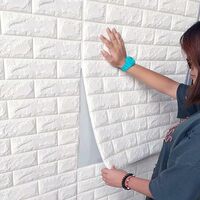 3D Brick Wallpaper PE Foam self Adhesive Brick Design Wall Stickers/DIY Wallpaper  (70 x 77 cm) - White