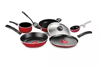 Pigeon Favourite 7 Piece Gift Set Non-Stick Coated - Gas Stove Compatible (Red)