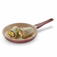 Prestige 24cm Omega Die-Cast Non-Stick Grill Pan | 3-Layer Coating | Die-Cast Body | Metal Spoon Friendly | Heavy Base | Pink