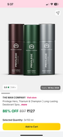 The man company deodorants - Set of 3 - Flipkart minutes - Location specific - Rating caution (3.8*)