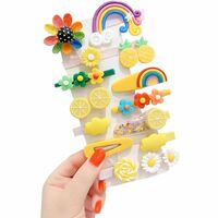Wazdorf 14 Pieces Girls Hair Pins with Clear Bag, Baby Clips Cute Cute Fruit Cartoon Animal Pin for Kids, Women, Girls Hair Accessories (yellow)