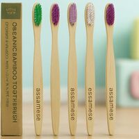 Reusable (Set of 4) Organic Bamboo Toothbrushes with Charcoal-Infused Soft Bristles, Antibacterial, Eco-Friendly, and Biodegradable