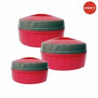 CREW4 Thermoware Casserole Set | Pink - 530 ml | 1 L | 1900 ml (location specific)