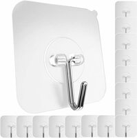 ARCK Adhesive Hooks for Hanging Heavy Duty Wall Hooks  (Pack of 10) | Self Adhesive Towel Coat Hooks Waterproof Transparent Hooks for Bathroom Shower Kitchen Keys Door Outdoor Home Improvement Utility
