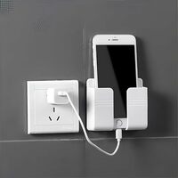 Mobile Holder for Wall Mount Mobile Holder Storage Case for Remote, Wall Mount Mobile Stand for Wall- (White)