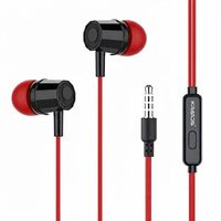 Kratos E02 Red Wired Earphones with 3.5mm Jack in-line Mic Control for Clear Calling & Music, Multi-Functional Controller,Sweat Resistant,Comfort Fit Wired Ear Phones,Compatibility with All Mobiles