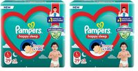 Pampers Happy Sleep Pant Style Baby Diapers, Large (L), 42 Count, 1 Pampers : 1 Night Sleep, with Anti Rash Shield, 9-14 Kg Diapers (Pack of 2)